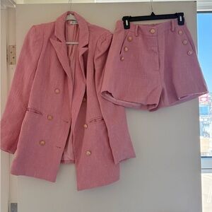 Pink Blazer and Shorts Set